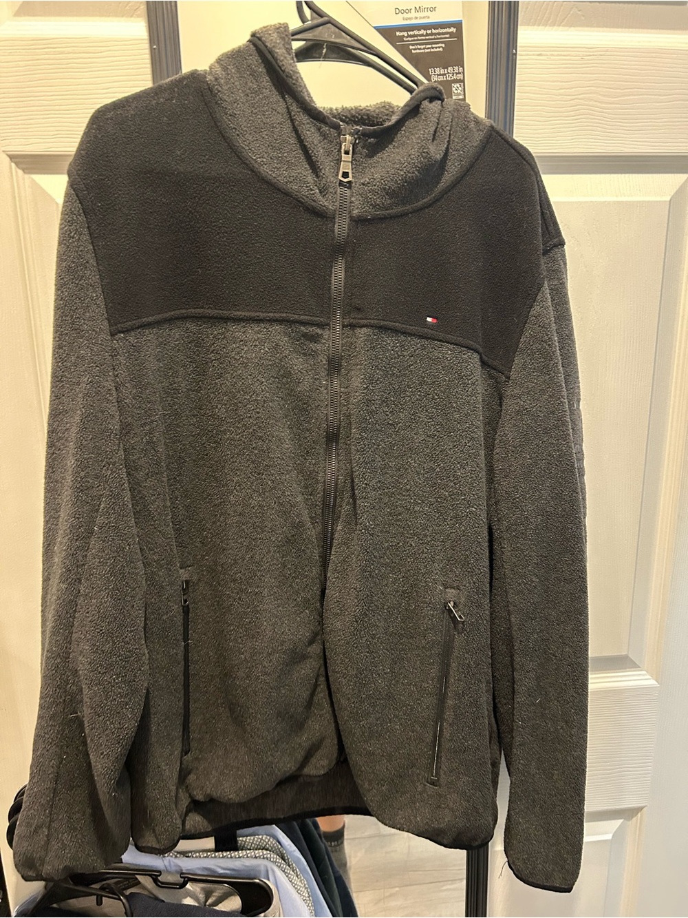 Tommy Hilfiger Charcoal & Black Hooded Full-Zip Men's Fleece Jacket